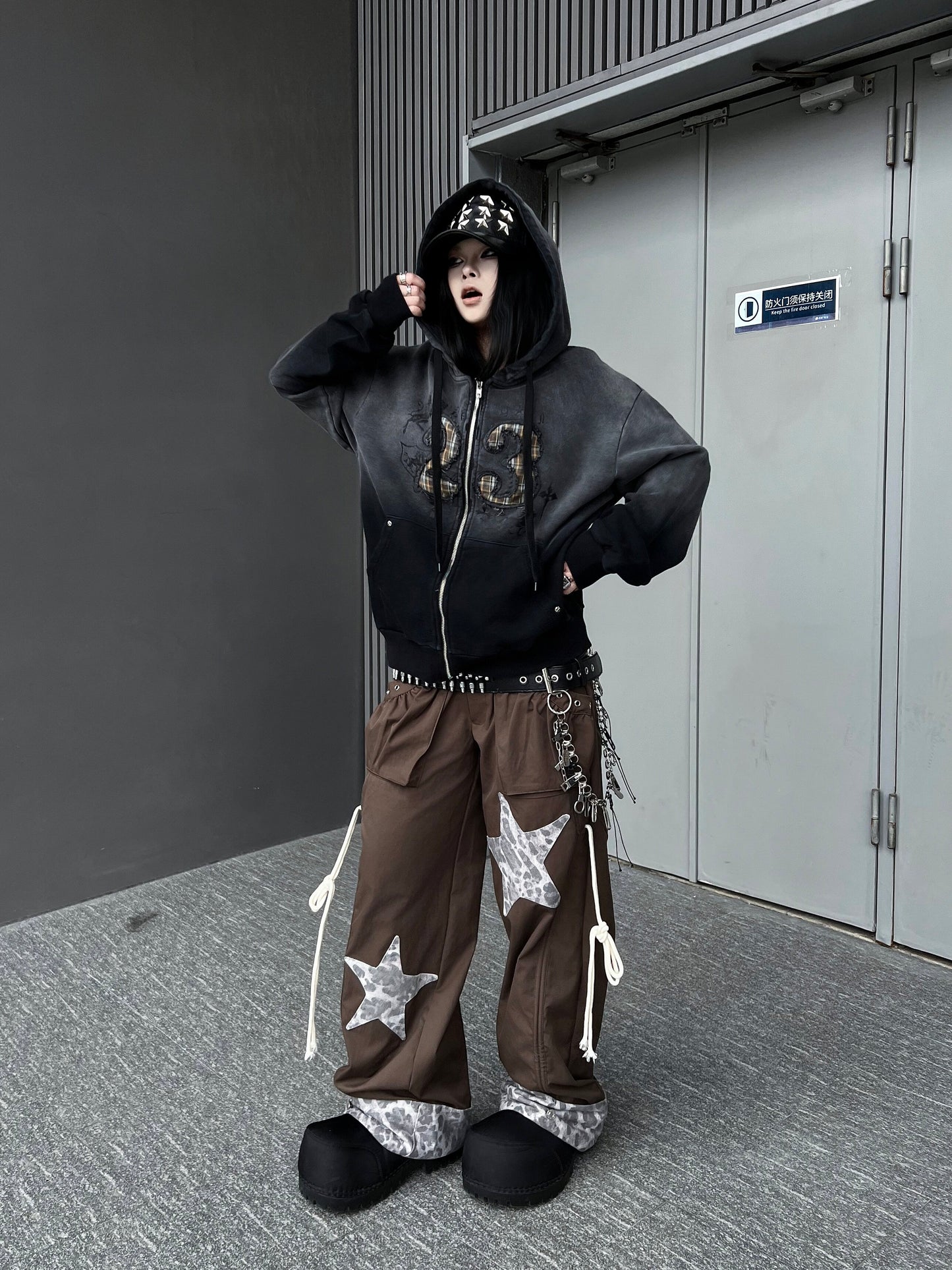 Gradient Wash Zipper Short Length Oversize Hoodie WN24228