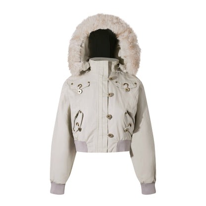 Detachable Fur Hooded Jacket WN21347