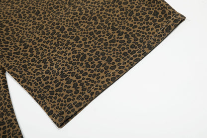 Leopard Print Curved Cargo Half Pants WN26145