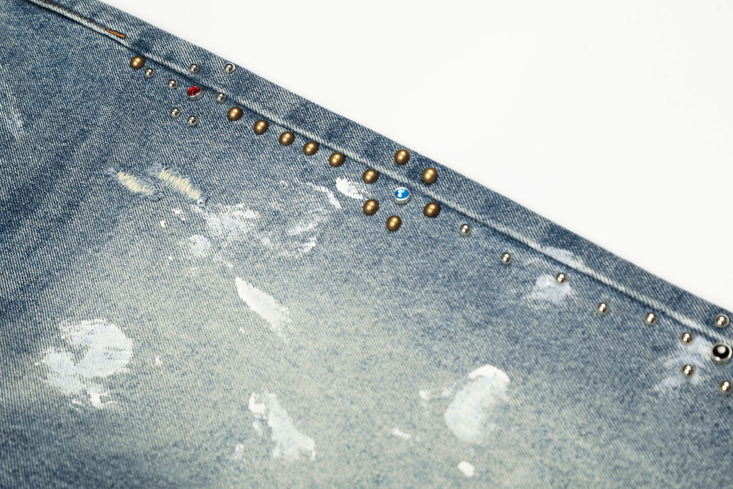 Paint Splatter Curved Denim Jeans WN26128