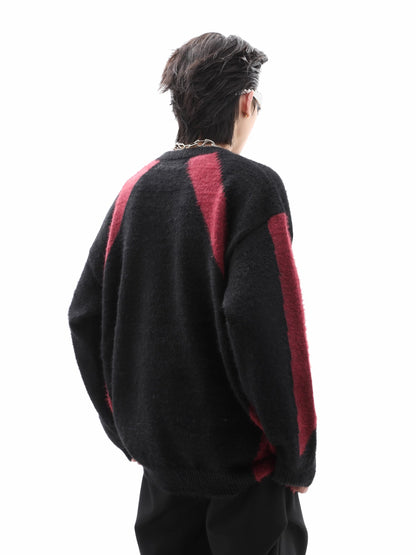 Colorblock Round Neck Oversize Knit Sweater WN10234