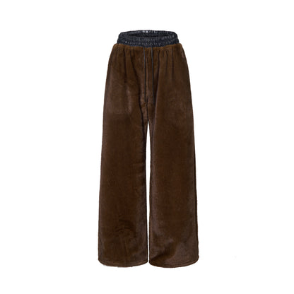 Reversible Fake Fur Stand Neck PU Leather Jacket & Pants Setup WN21827