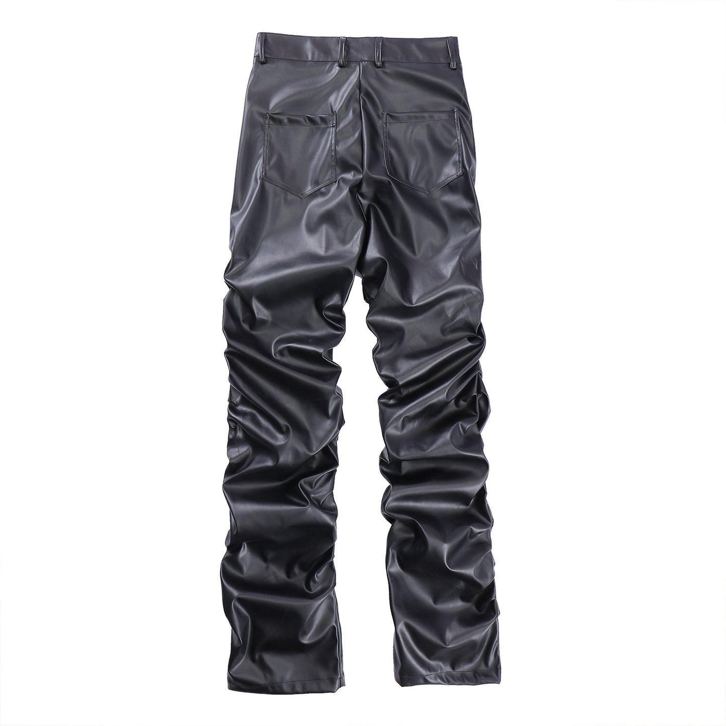 PU Leather Pleats Straight Pants WN25754