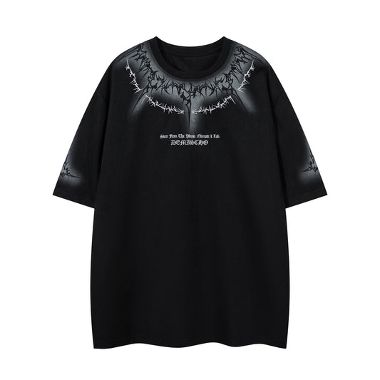 Embroidery Suede Oversize Short Sleeve T-Shirt WN16222