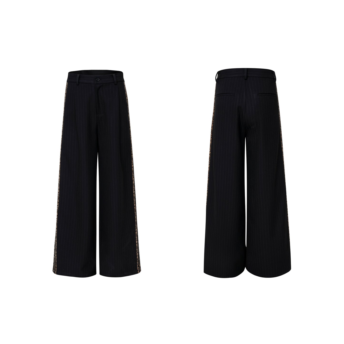 Striped Shoulder-pad Double-Breasted Tailored Jacket & Striped Wide Leg Trousers Setup WN21802