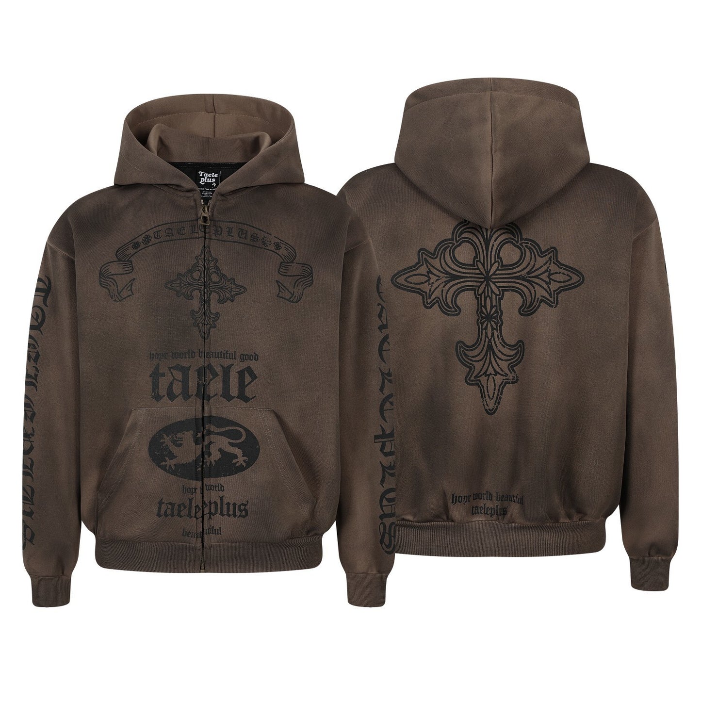 Washed Dirty Dye Zipper Hoodie WN23067
