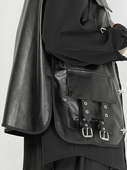 Studs Design PU Leather Short Vest Jacket WN20145