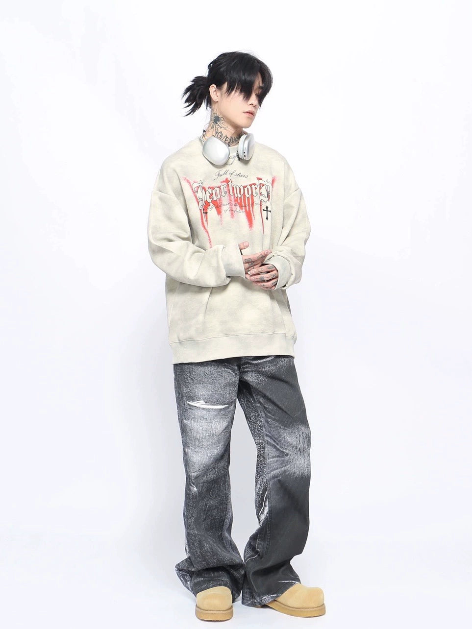 Washed Oversize Pullover Sweatshirt WN10900