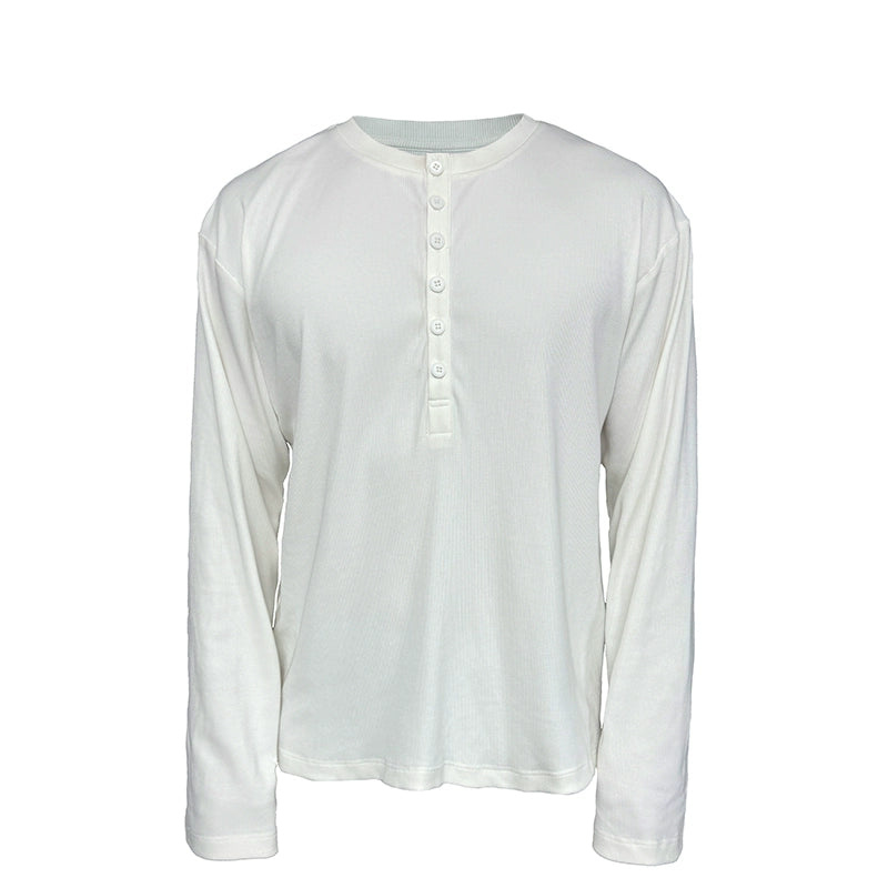 Henley Collar Long Sleeve T-shirt WN8592