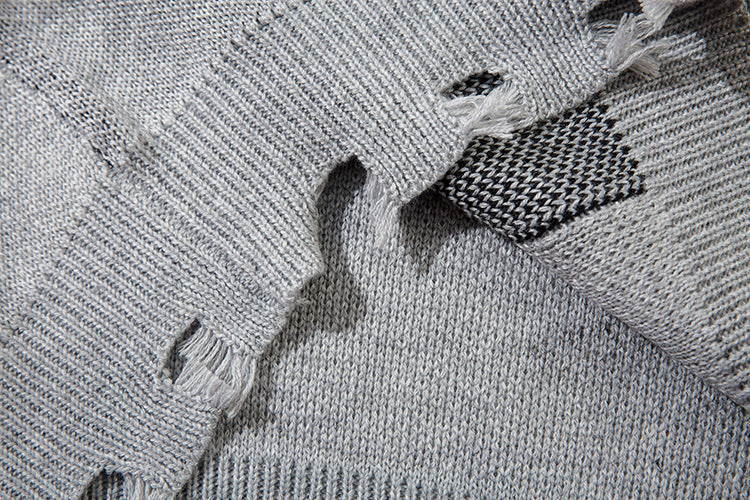 Spray Paint Cross Hole Kint Sweater WN11259