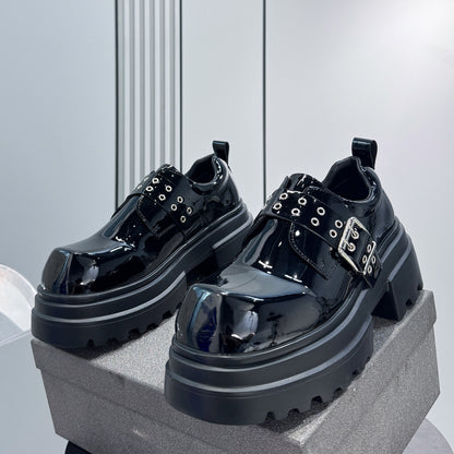 Chunky Patent Leather Buckle Loafers WN24808