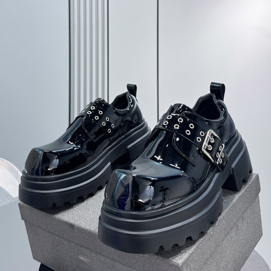 Chunky Patent Leather Buckle Loafers WN24808