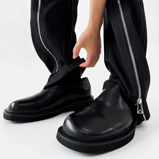 Square-Toe Slip-On Leather Loafers WN19137