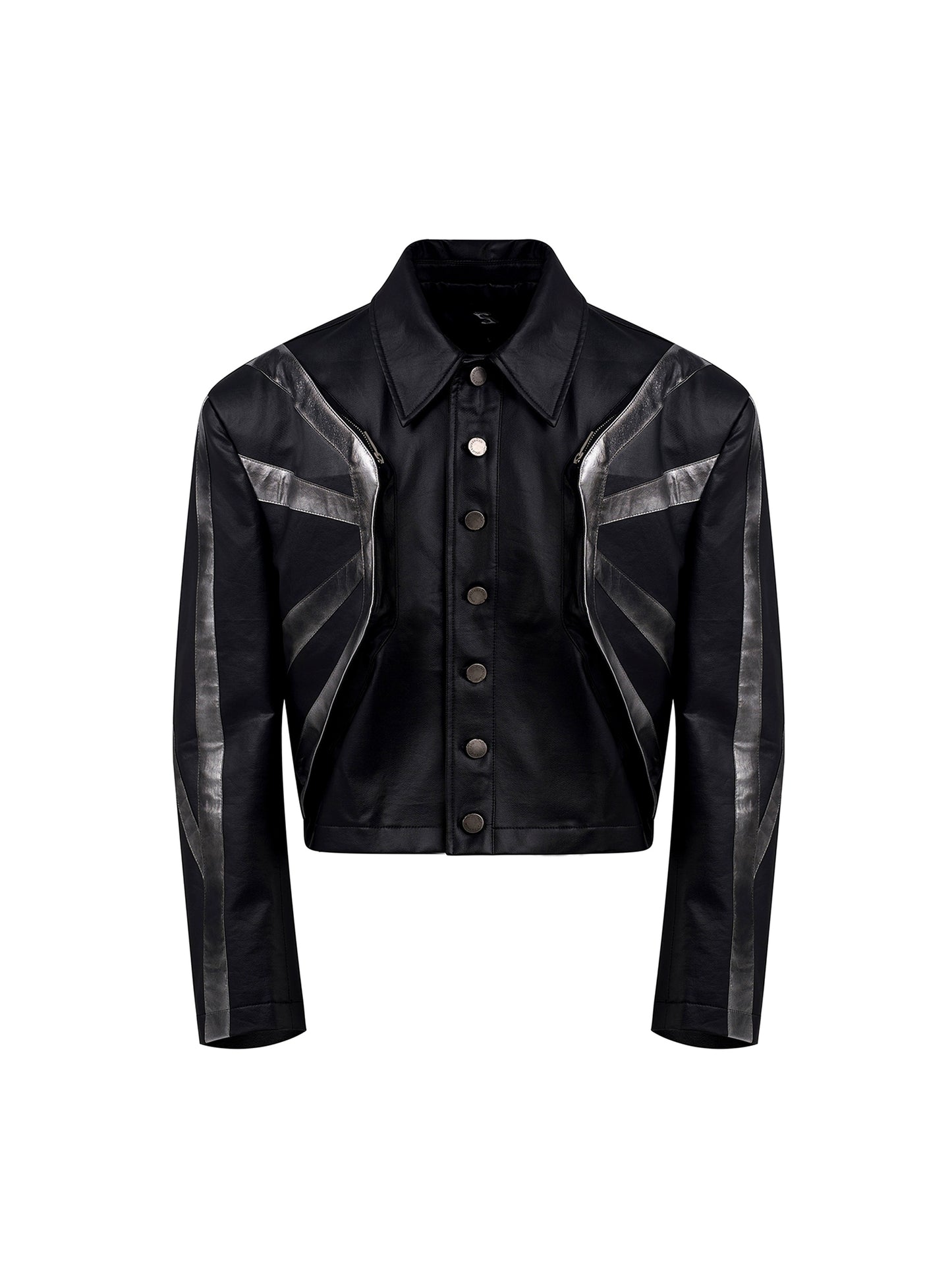 Patchwork Oversize PU Leather Jacket & PU Leather Pants Setup WN20510