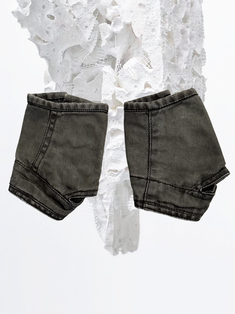 Deconstructed Washed Fingerless Gloves WN21973