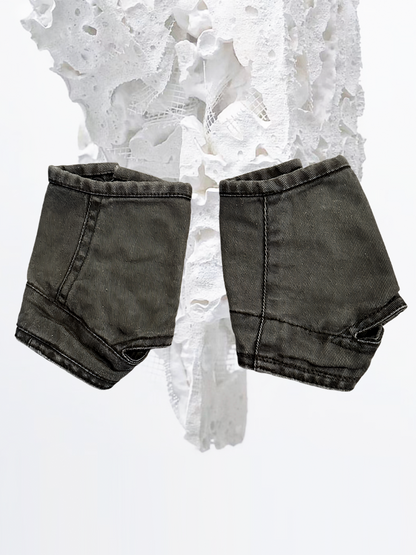 Deconstructed Washed Fingerless Gloves WN21973