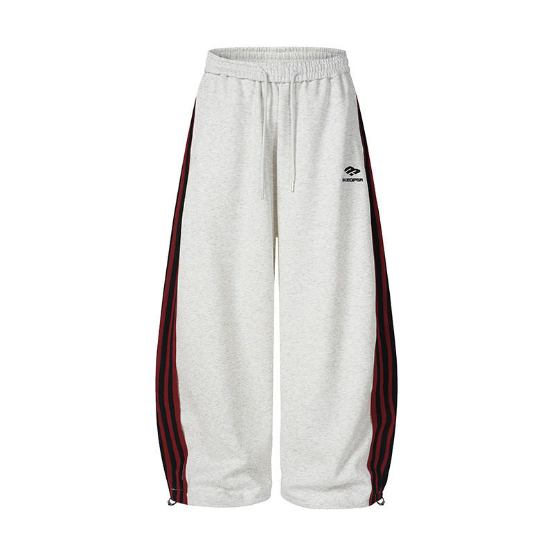 Stripe Embroidery Wide Leg Sweatpants WN28065