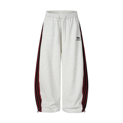Stripe Embroidery Wide Leg Sweatpants WN28065