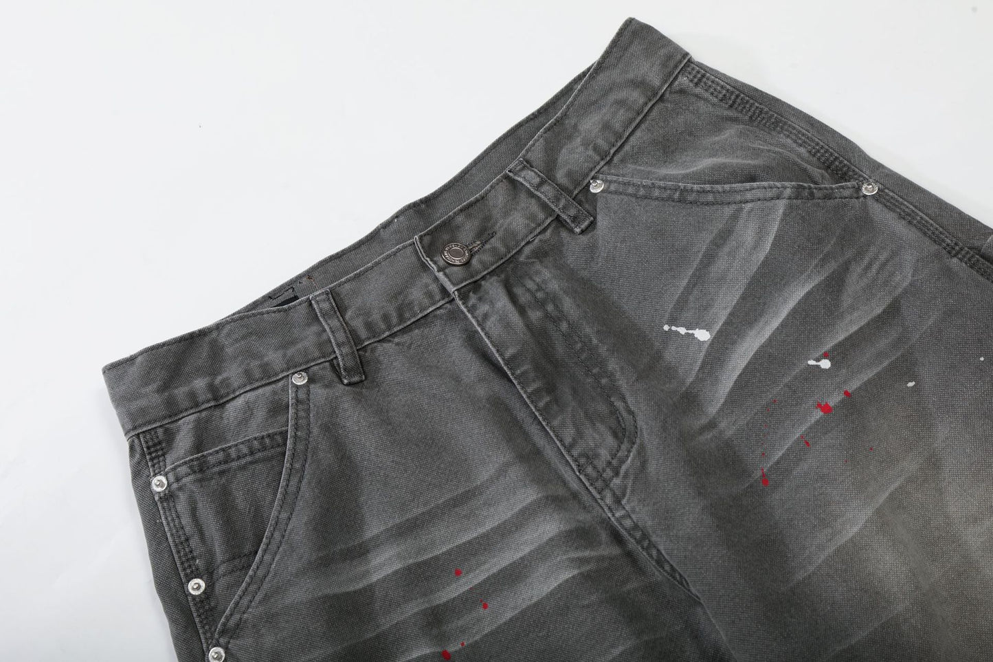 Whisker Ink Splash Curved Wide Leg Denim Jeans WN26157