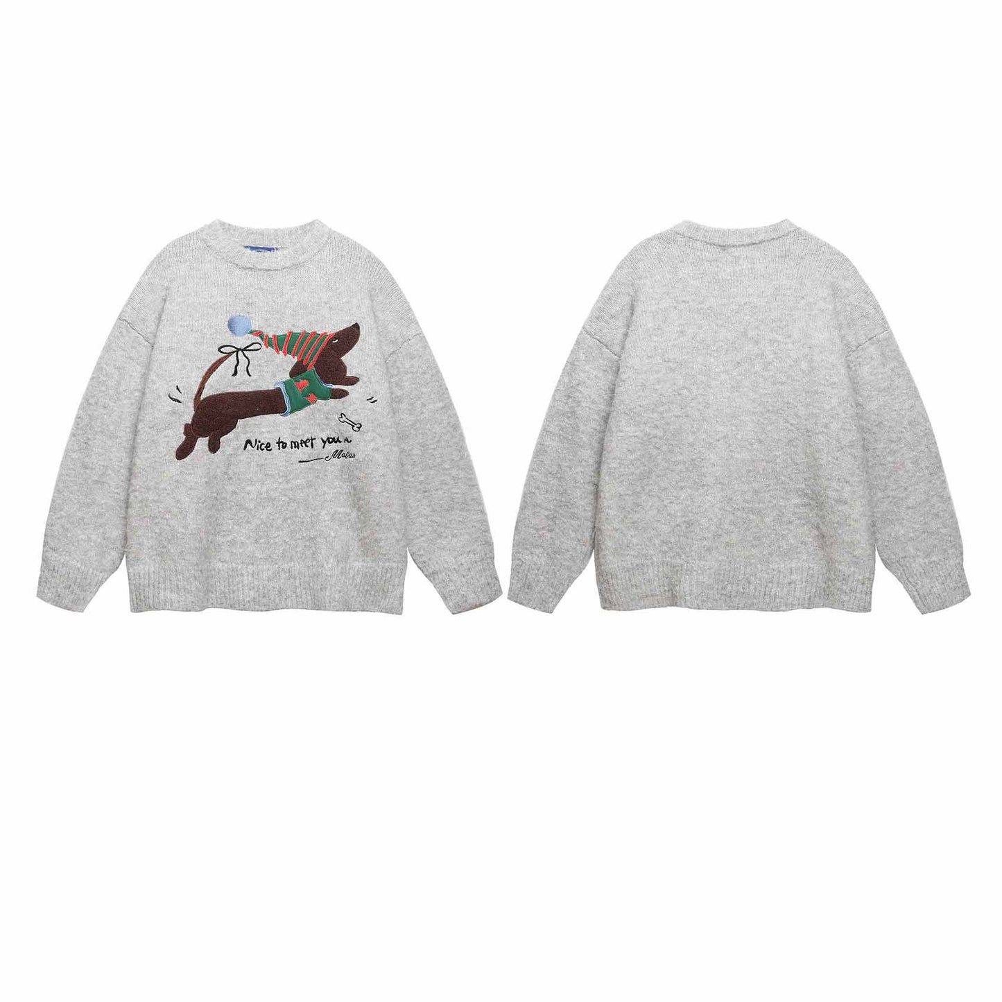Christmas Dog Embroidery Knit Sweater WN26843