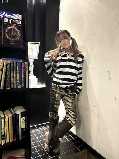 Embroidery Detachable Fur Collar Long Sleeve Polo Shirt WN19062