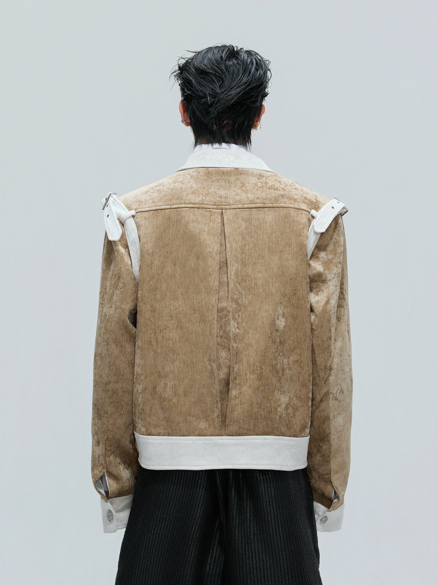 Colorblock Velvet Short Zipper Jacket WN21741