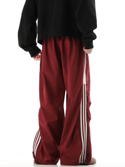 Side Stripe Fleece Linning Wide-Leg Sporty Pants WN10367