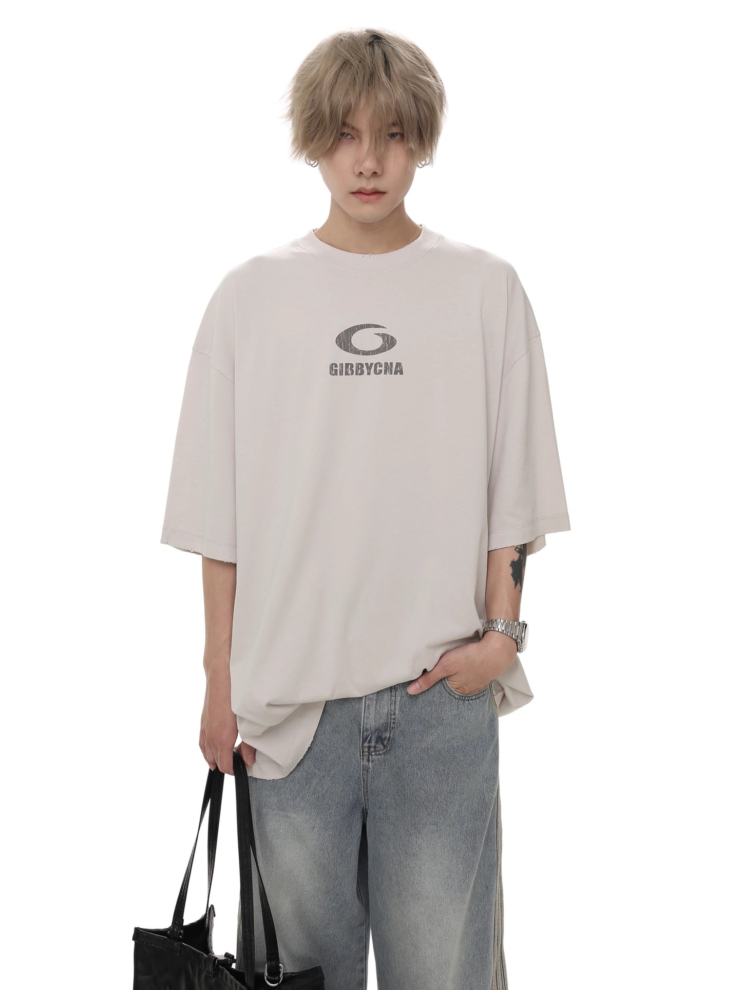 Oversize Round Neck Print Short Sleeve T-Shirt WN7963