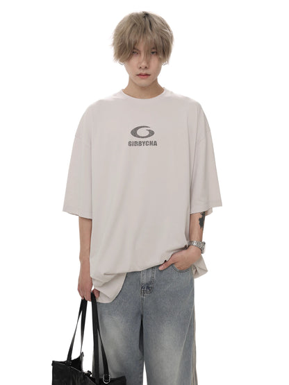 Oversize Round Neck Print Short Sleeve T-Shirt WN7963