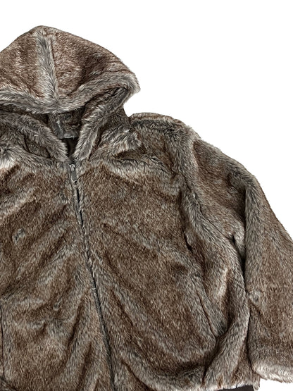 Fake Fur Hooded Zipper Jacket WN19025
