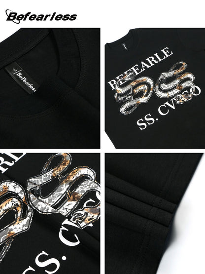 Snake Graphic Lace Embroidery Oversize Short Sleeve T-Shirt WN26341