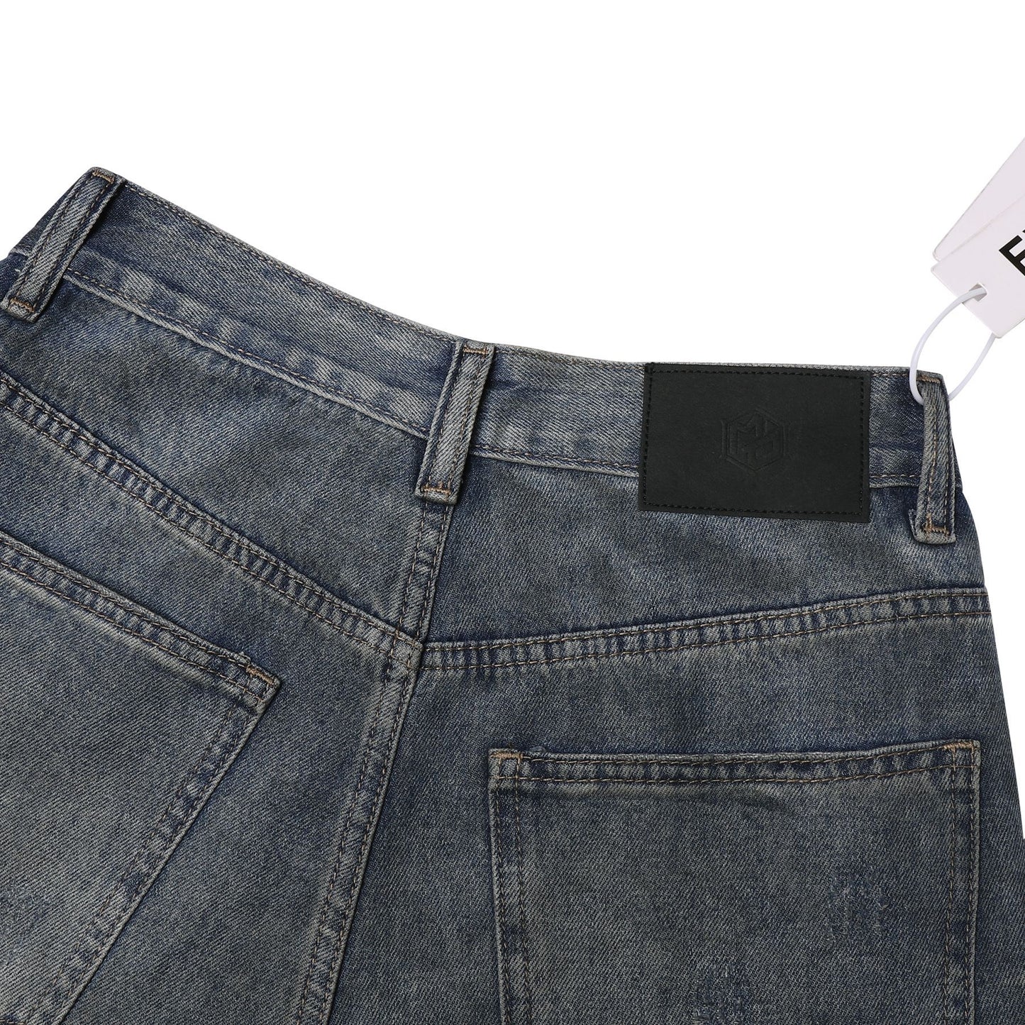 Washed Damage Wide Leg Denim Jeans WN26087
