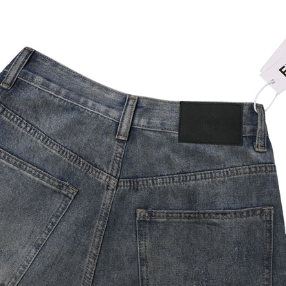 Washed Damage Wide Leg Denim Jeans WN26087