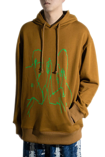 Illustration Print Hoodie WN18892