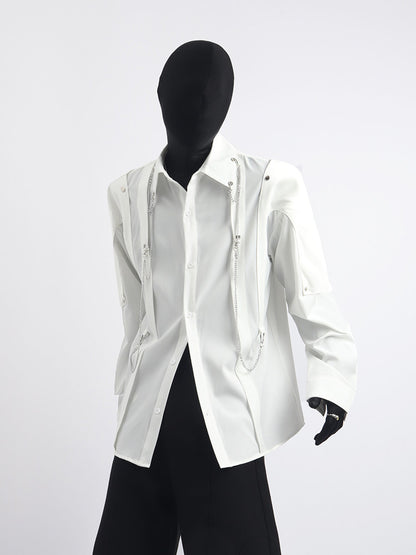 Deconstruction Metal Chain Design Long Sleeve Shirt WN23766