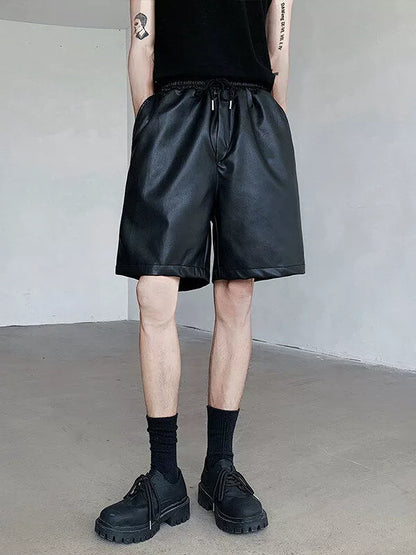 PU Leather Wide Leg Short Pants WN19315