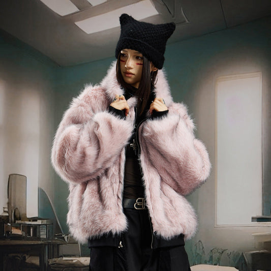 Reversible Fake Fur Zipper Jacket WN22754