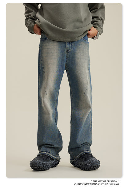 Washed Damage Flare Denim Jeans WN6415