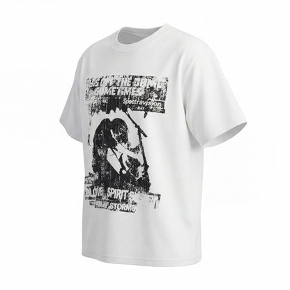 Rock Graphic Print Drop-Shoulder Oversize Short Sleeve T-Shirt WN27931