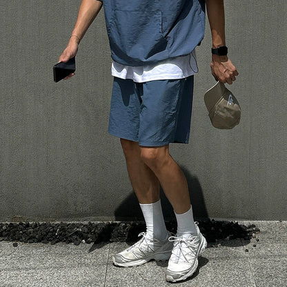 Quick-Dry Short Sleeve Hoodied T-shirt & Straight Half Pants Setup WN20316