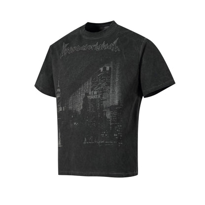 Washed City Print Short Sleeve T-Shirt WN25828