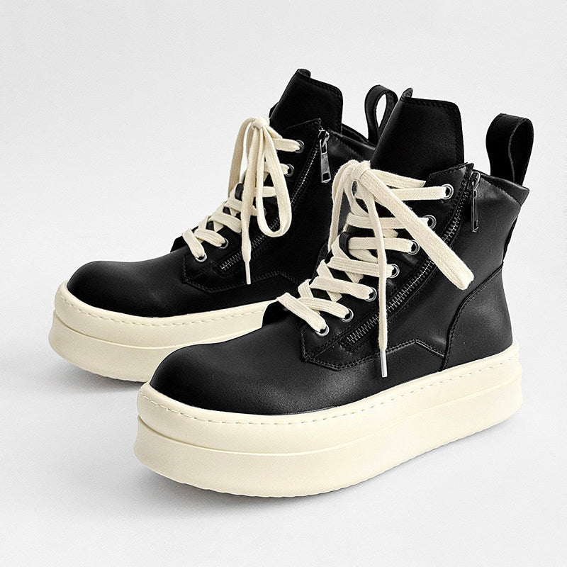 Lace Up Side Zipper Thick Sole Short Boots WN24561