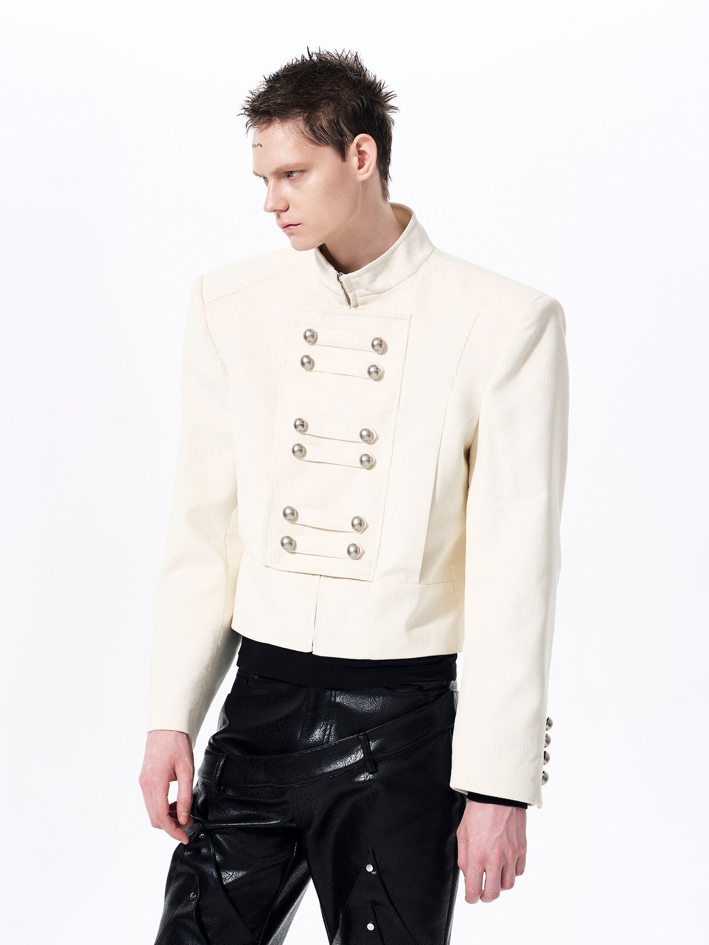 Stand Neck Corduroy Short Jacket WN23268