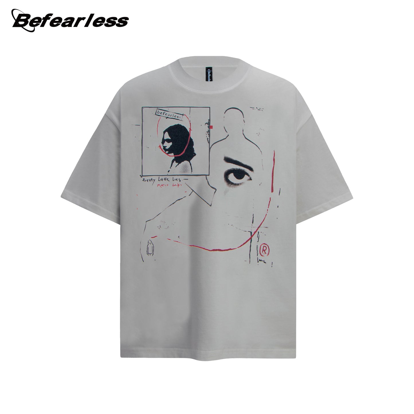 Washed Portrait Print Oversize Short Sleeve T-Shirt WN26384