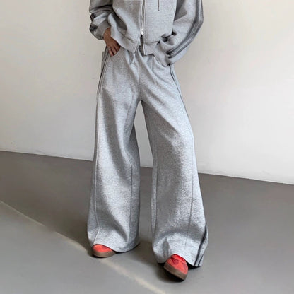 Double Zipper Hoodie & Wide Leg Pants Setup WN21955