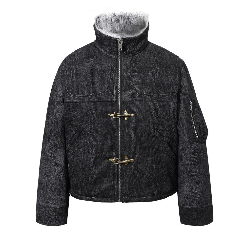 Cropped Fake Fur Collar Quilted Jacket WN28047