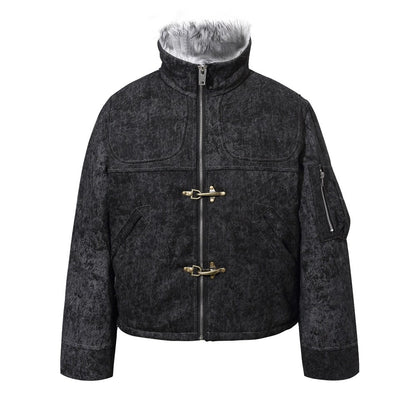 Cropped Fake Fur Collar Quilted Jacket WN28047