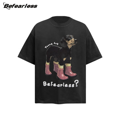 Dog Graphic Letter Short Sleeve T-Shirt WN26277
