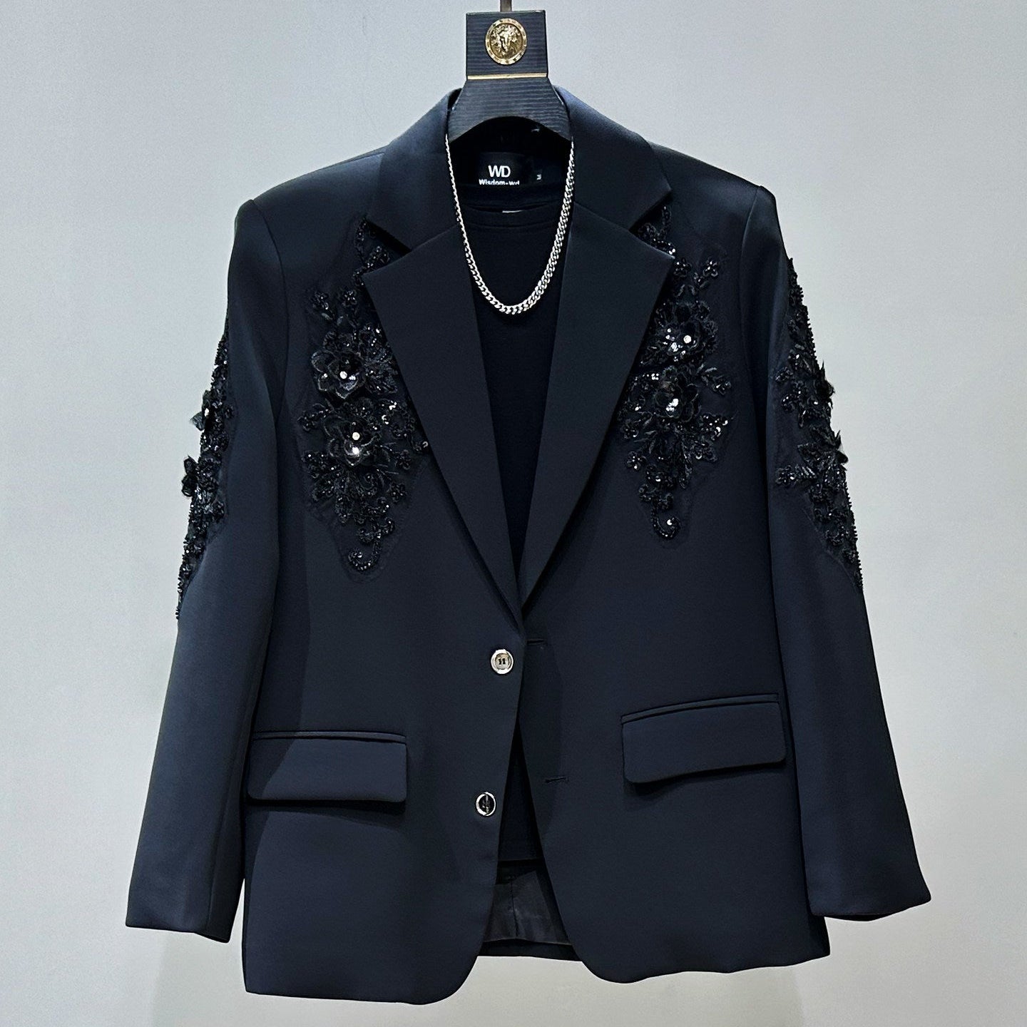 Sequin Embroidery Tailored Jacket & Flare Trousers Setup WN23863