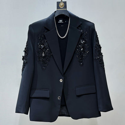 Sequin Embroidery Tailored Jacket & Flare Trousers Setup WN23863